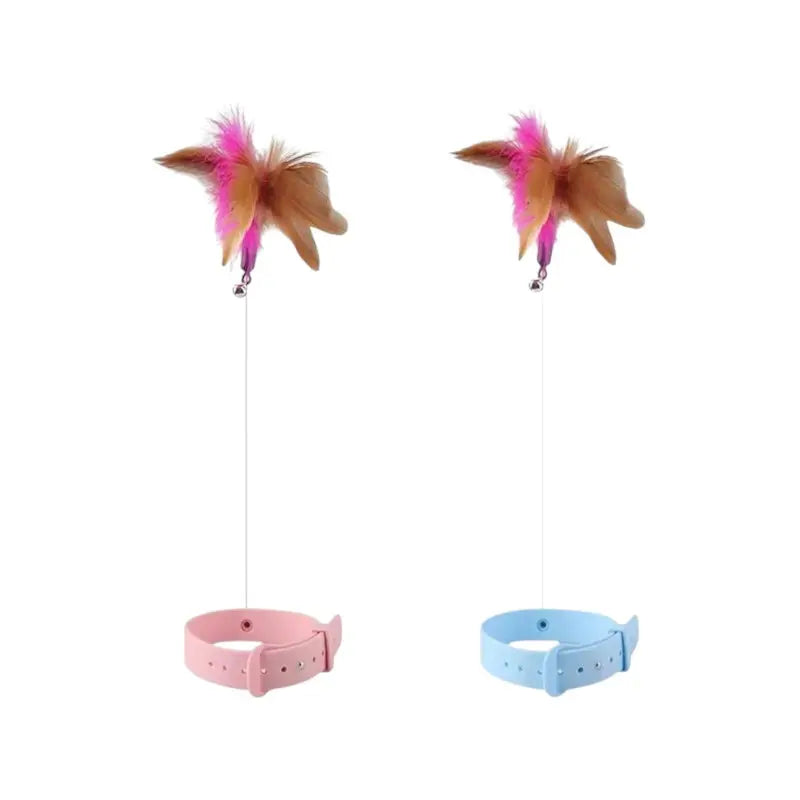 Head-Mounted Cat Teaser Wand with Adjustable Wrist Strap for Interactive Play