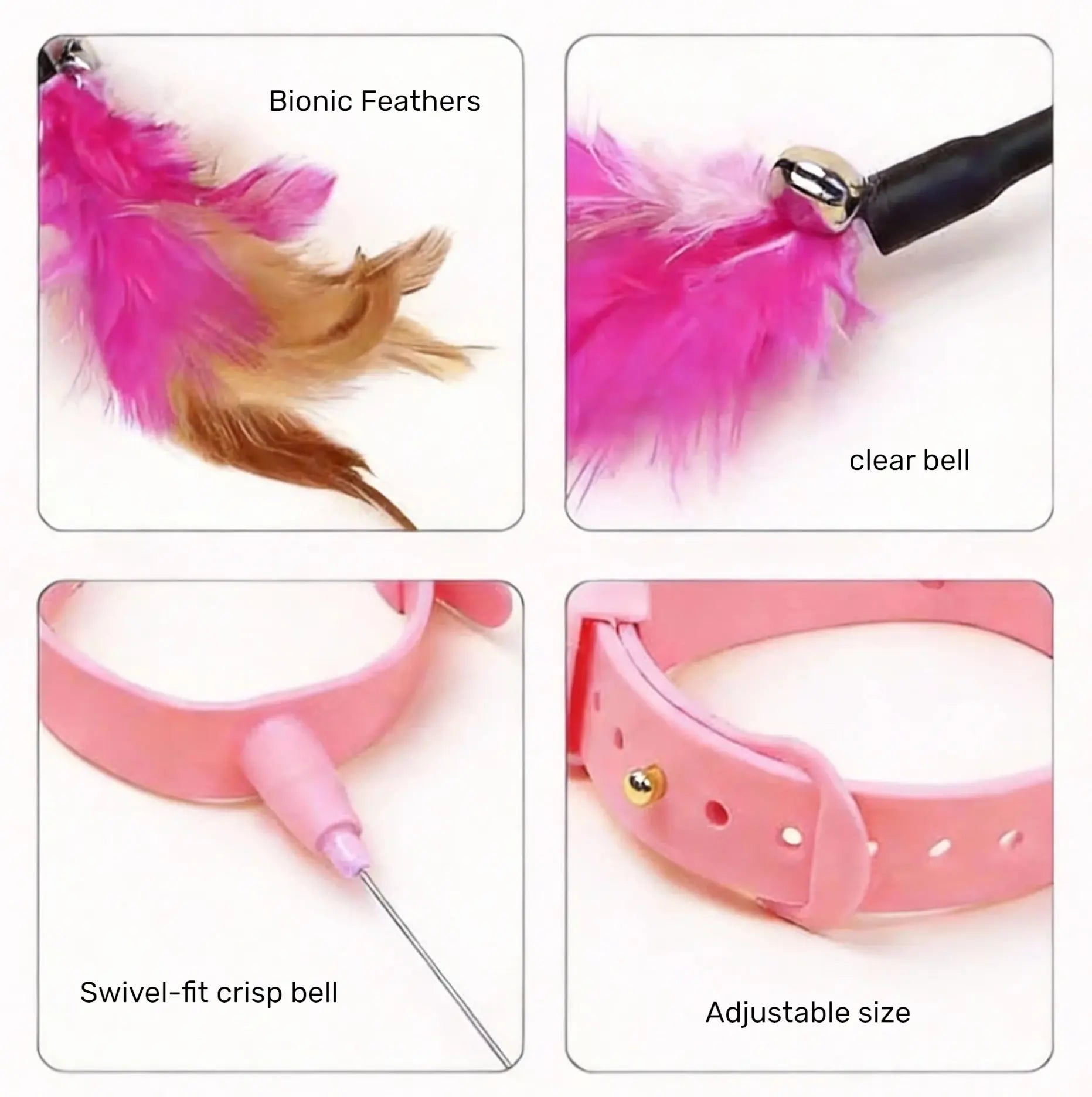 Head-Mounted Cat Teaser Wand with Adjustable Wrist Strap for Interactive Play