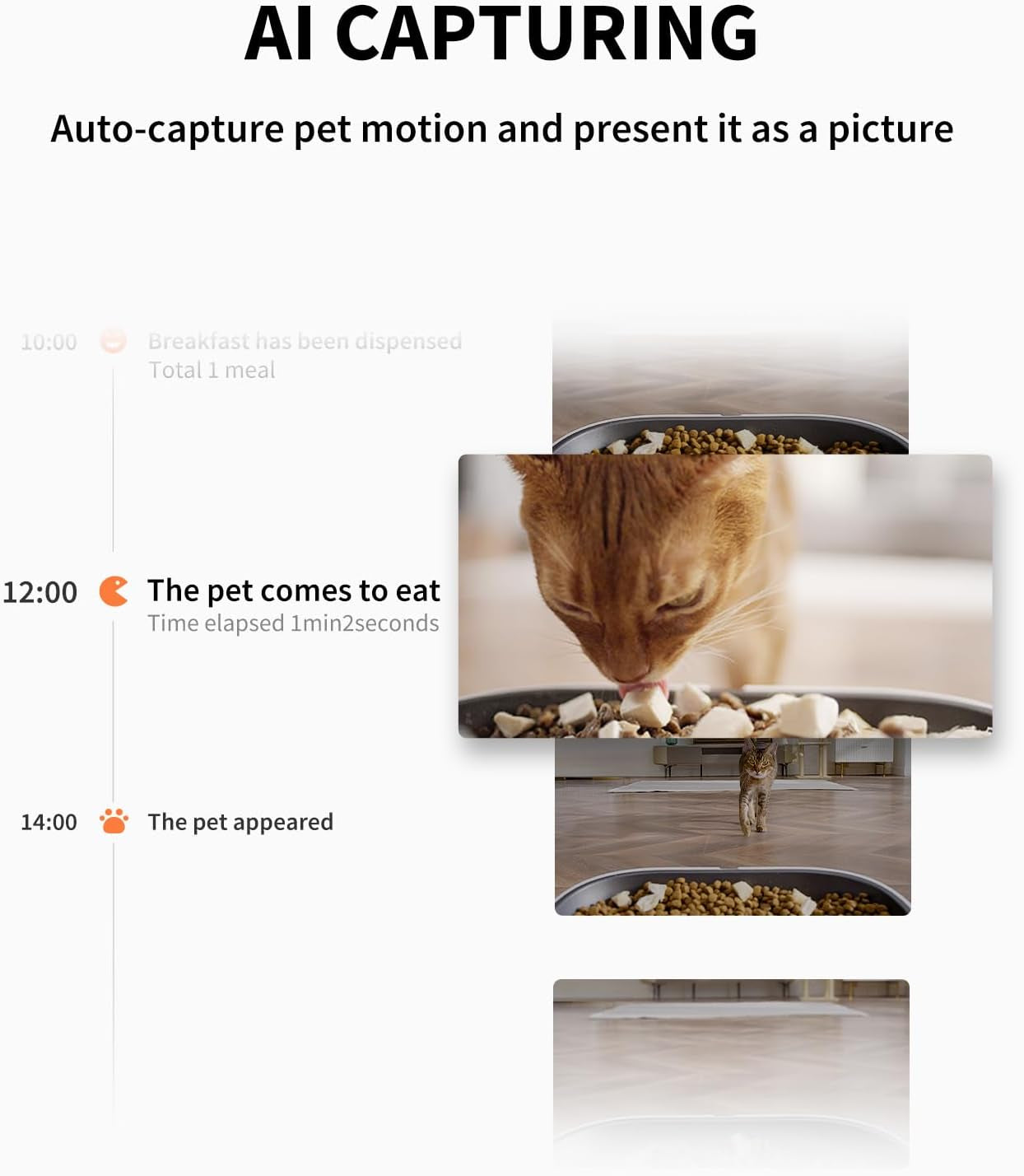 Automatic Cat Dog Feeder with Camera, Ai-Powered Motion Capturing, 1080P HD Video with Night Vision, 2.4G Wifi Pet Feeder with 2-Way Audio, Dual Hopper Pet Food Dispenser with Desiccant